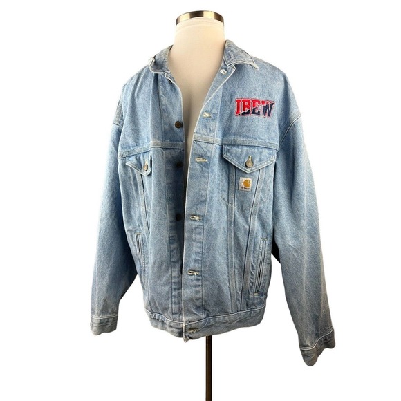 Carhartt Denim Jean Jacket Logo IBEW International Brotherhood Electrical Worker - Picture 7 of 13